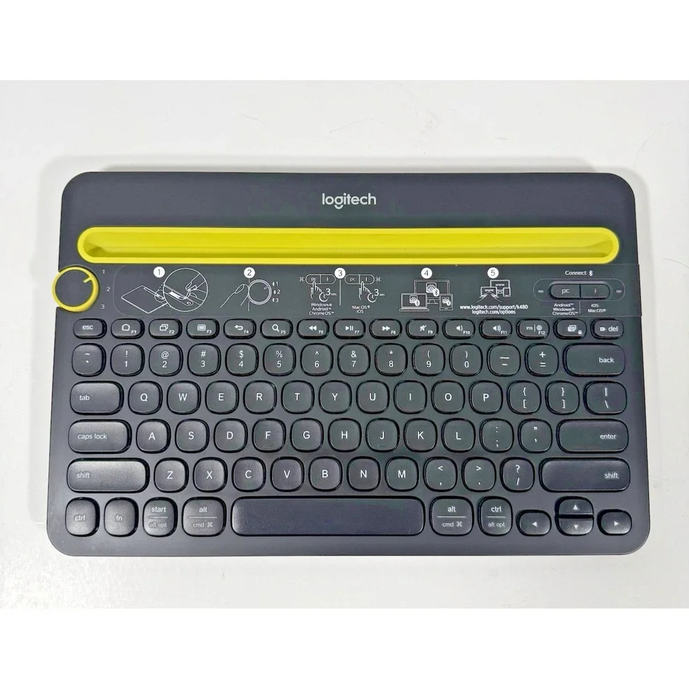 Logitech K480 Bluetooth Multi-Device Keyboard Black Yellow Wireless Universal